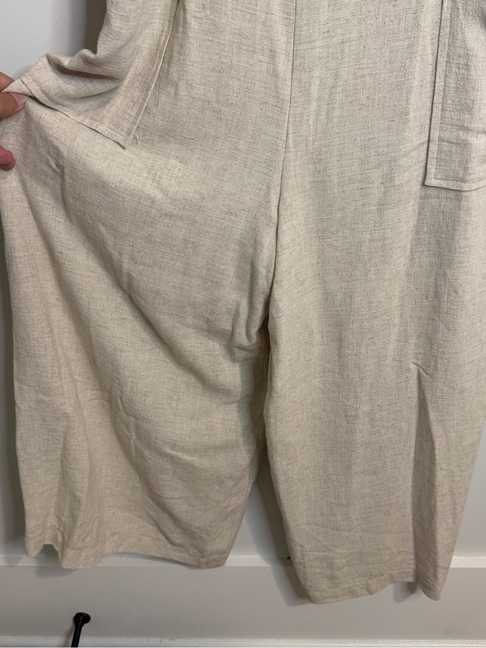 Ces femme Beige Linen-Blend Wide Leg Overalls - Picture 6 of 9